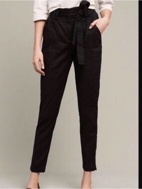 Anthropologie Elevenses High-Rise Paperbag Waist Black Pants